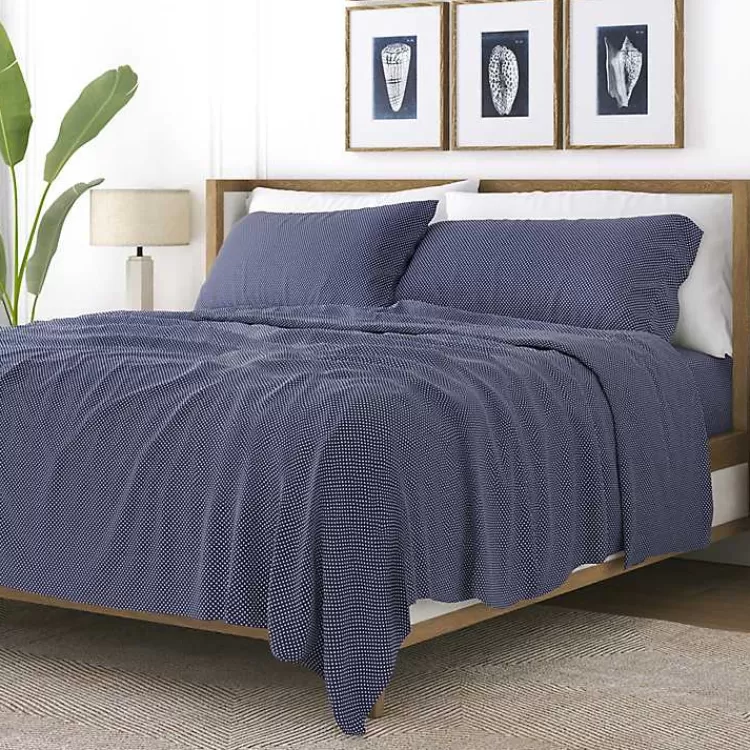 Navy Tiny Hearts 3-pc. Twin Sheet Set>Kirklands Home Shop