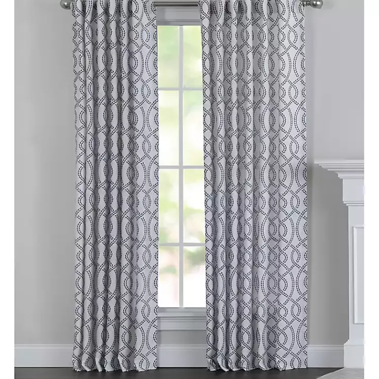 Navy Trellis Woven Single Curtain Panel, 84 in.>Kirklands Home New