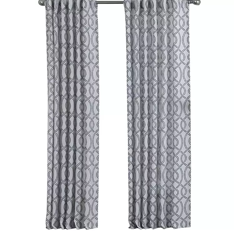 Navy Trellis Woven Single Curtain Panel, 84 in.>Kirklands Home New