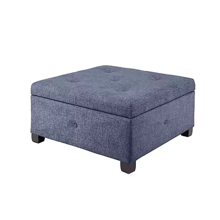 Navy Tufted Square Storage Ottoman>Kirklands Home Outlet