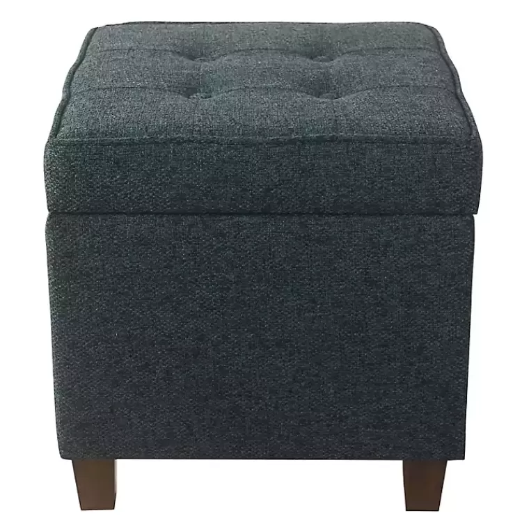 Navy Tufted Upholstered Storage Ottoman>Kirklands Home Cheap