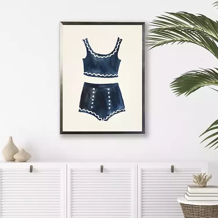 Navy Two Piece Bathing Suit Framed Art Print>Kirklands Home Best