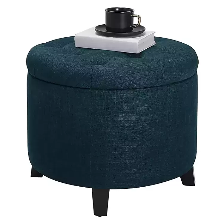navy_upholstered_eliza_round_storage_ottoman_2.webp Navy Upholstered Eliza Round Storage Ottoman>Kirklands Home Best Sale