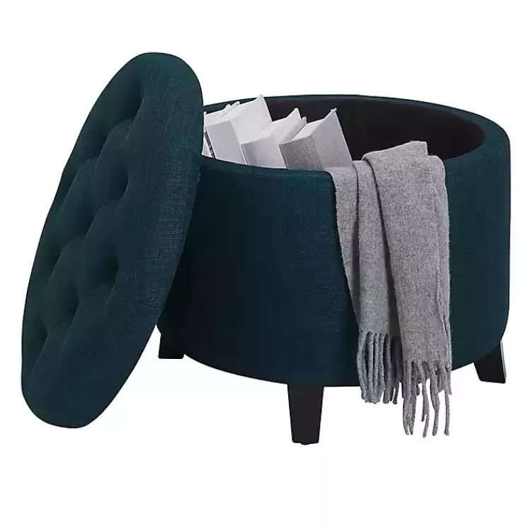 navy_upholstered_eliza_round_storage_ottoman_3.webp Navy Upholstered Eliza Round Storage Ottoman>Kirklands Home Best Sale