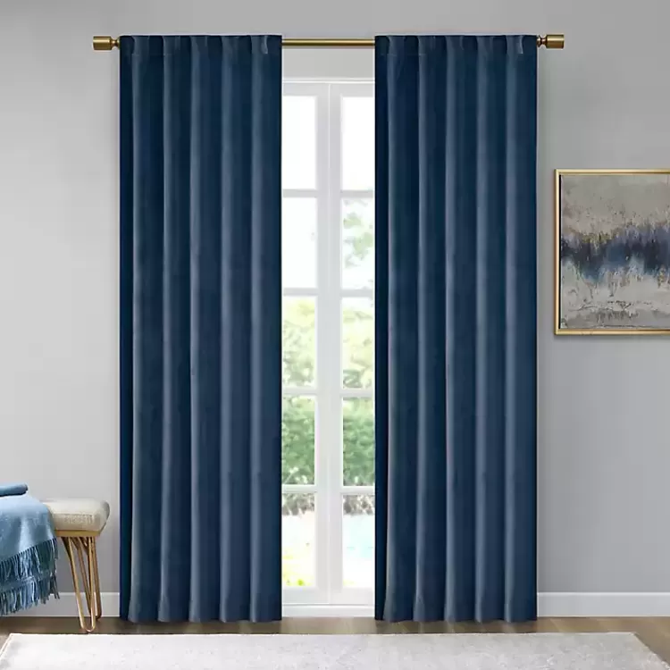 Navy Velvet Greta Curtain Panel Set, 84 in.>Kirklands Home Shop