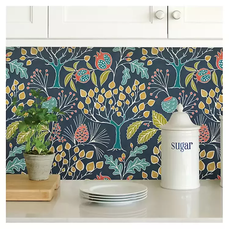 Navy Vintage Flora Peel & Stick Wallpaper>Kirklands Home Clearance