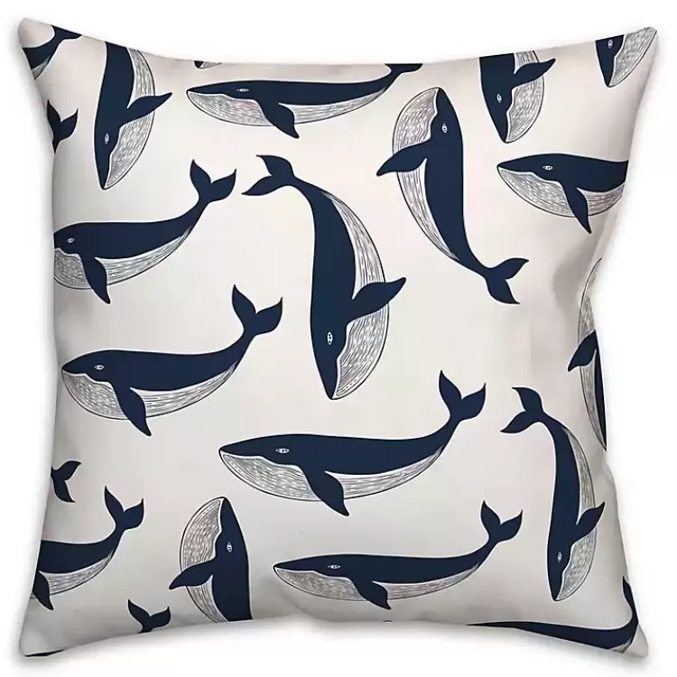 Navy Whale Outdoor Pillow>Kirklands Home Flash Sale