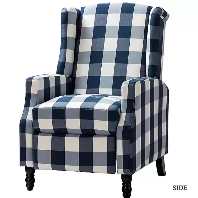 Navy Windowpane Plaid Recliner>Kirklands Home Flash Sale
