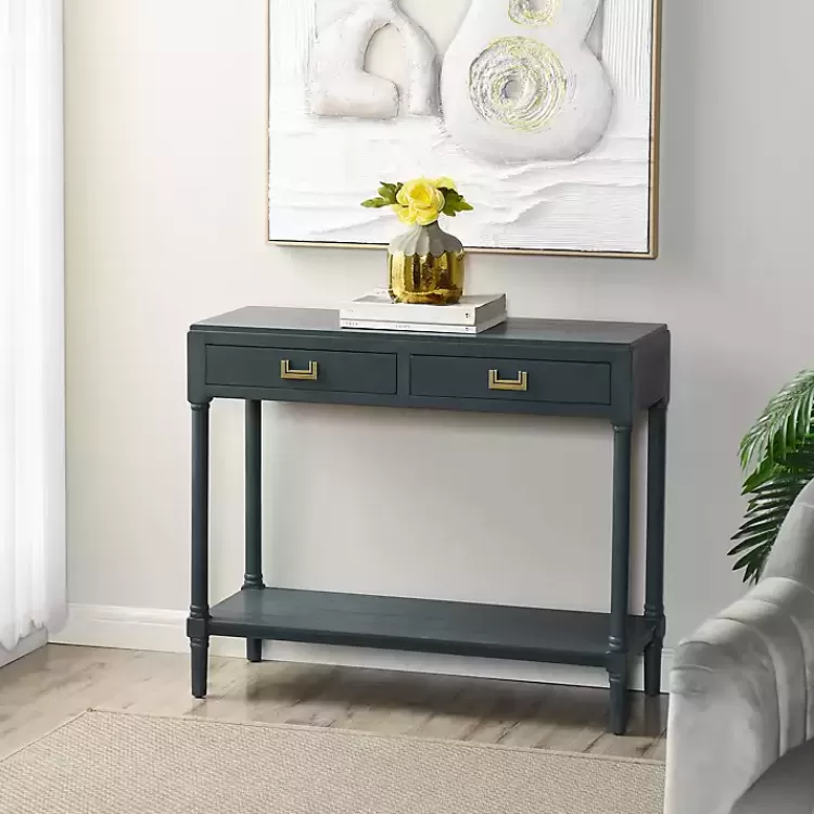 Navy Wood 2-Drawer Layla Console Table>Kirklands Home Best Sale