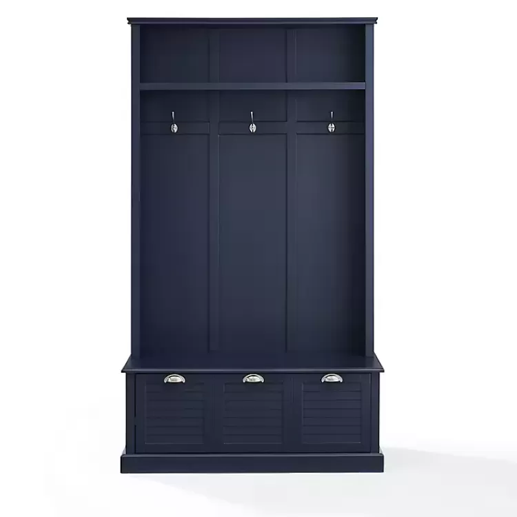 Navy Wood Storage Bench Hall Tree>Kirklands Home Best Sale