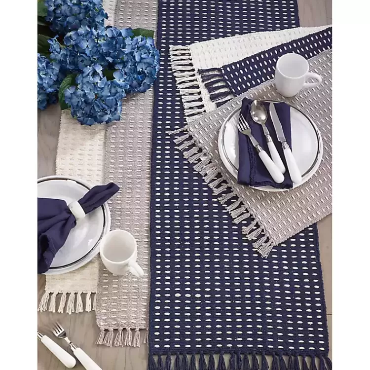 Navy Woven Dashed Placemats, Set of 4>Kirklands Home New