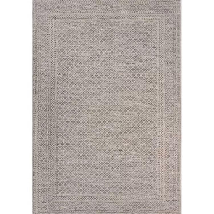 Neutral Bordered Lattice Outdoor Area Rug, 5x7>Kirklands Home Clearance
