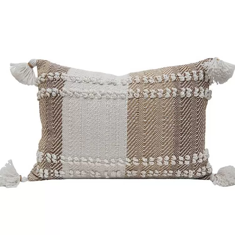 Neutral Colorblock Outdoor Lumbar Pillow>Kirklands Home Discount