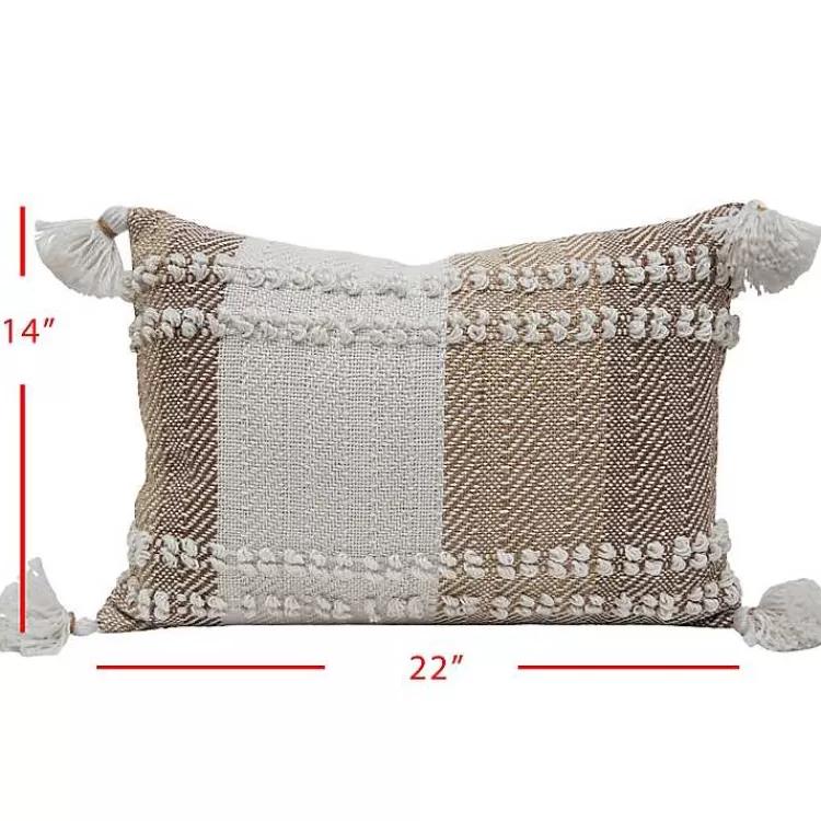 Neutral Colorblock Outdoor Lumbar Pillow>Kirklands Home Discount
