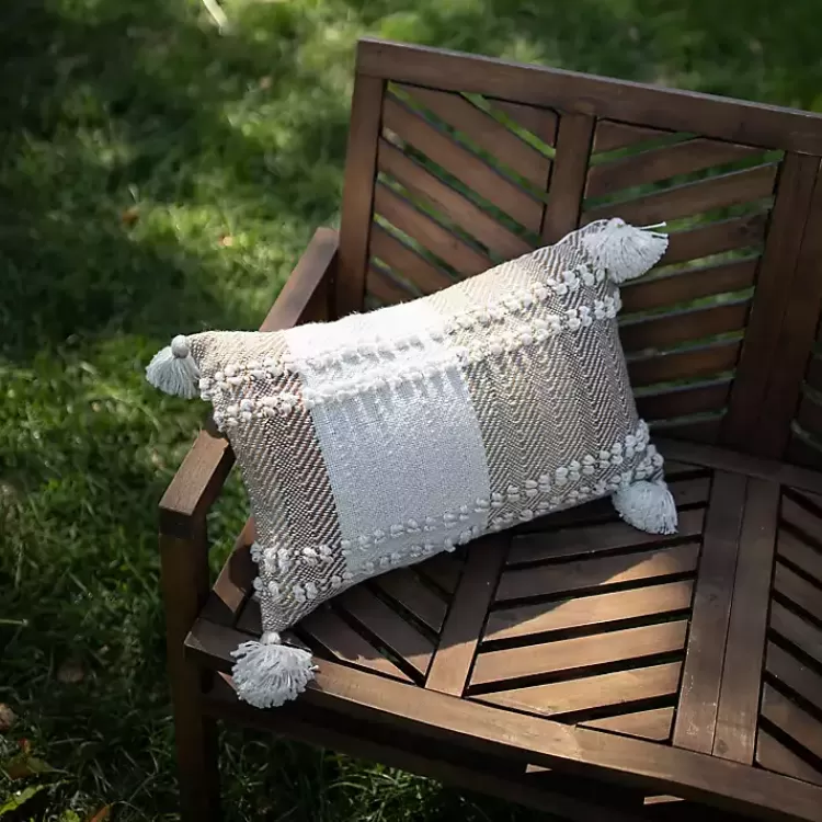 Neutral Colorblock Outdoor Lumbar Pillow>Kirklands Home Discount