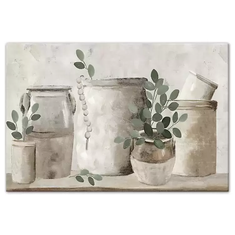 Neutral Greenery Pottery Canvas Art Print>Kirklands Home Fashion