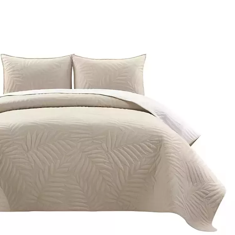 Neutral Leaf Reversible 3-pc. Cali King Quilt Set>Kirklands Home Cheap