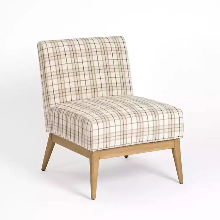 Neutral Plaid Slipper Accent Chair>Kirklands Home Cheap