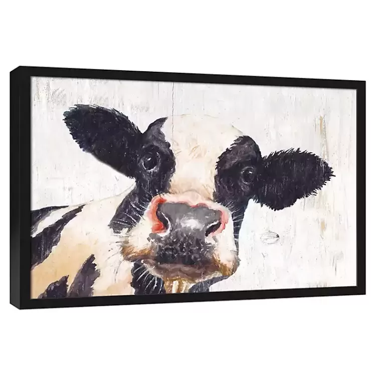 Neutral Staring Cow Framed Canvas Art Print>Kirklands Home Flash Sale