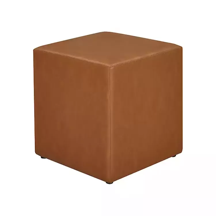 Newton Carmel Faux Leather Square Ottoman>Kirklands Home Online