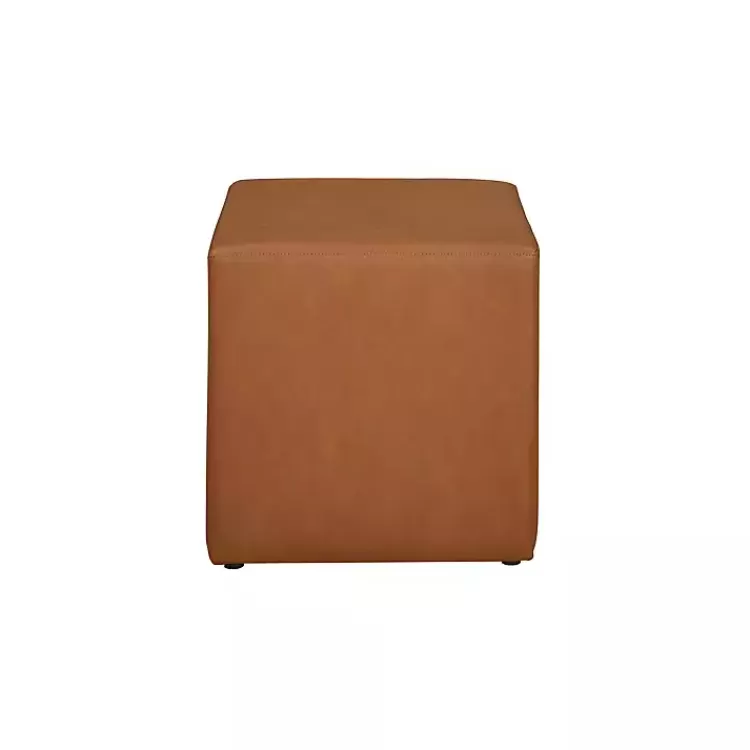 Newton Carmel Faux Leather Square Ottoman>Kirklands Home Online
