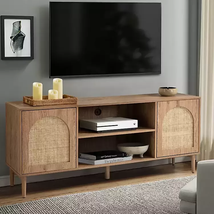 Oak and Natural Rat Media Cabinet>Kirklands Home Sale