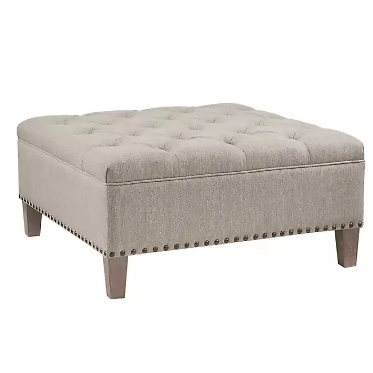 Oatmeal Tufted Square Ottoman>Kirklands Home Hot