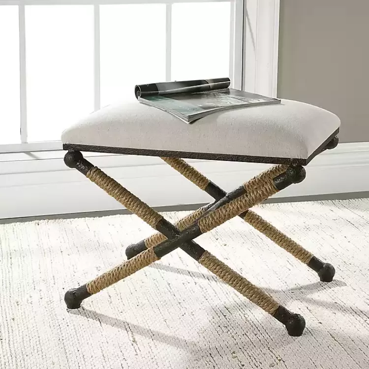 Oatmeal Upholstered Wrapped Rope Frame Bench>Kirklands Home Best