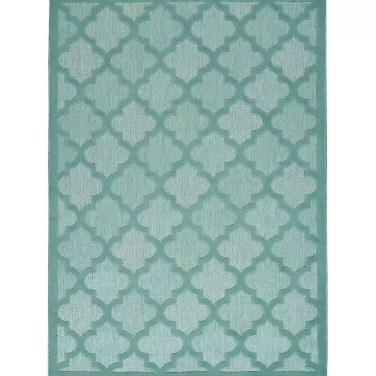 Ocean Aqua Trellis Outdoor Area Rug, 4x6>Kirklands Home Clearance