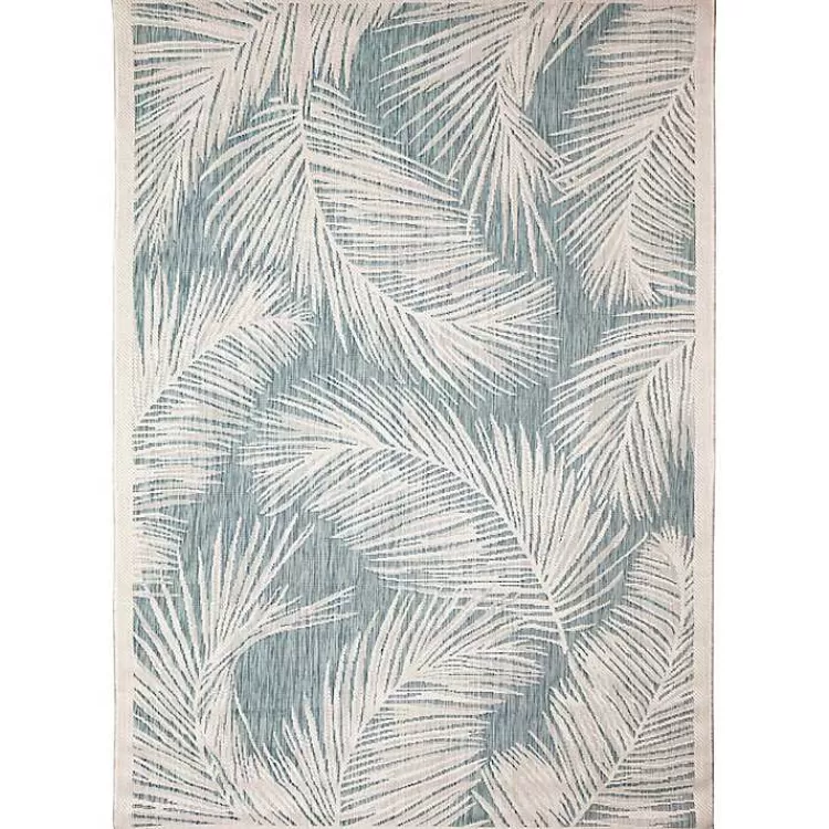Ocean Blue Palm Leaves Outdoor Area Rug, 6x9>Kirklands Home Fashion