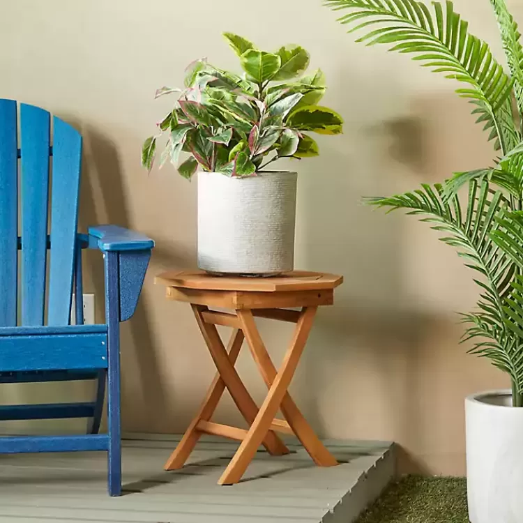 Octagonal Wood Slatted Outdoor Accent Table>Kirklands Home Cheap