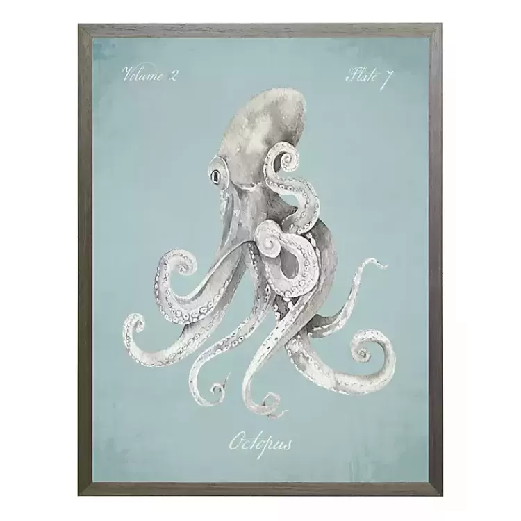 Octopus in Blue Framed Art Print>Kirklands Home Best Sale