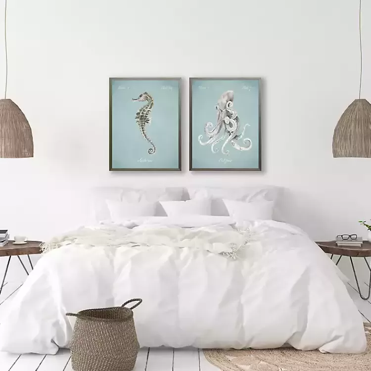 Octopus in Blue Framed Art Print>Kirklands Home Best Sale