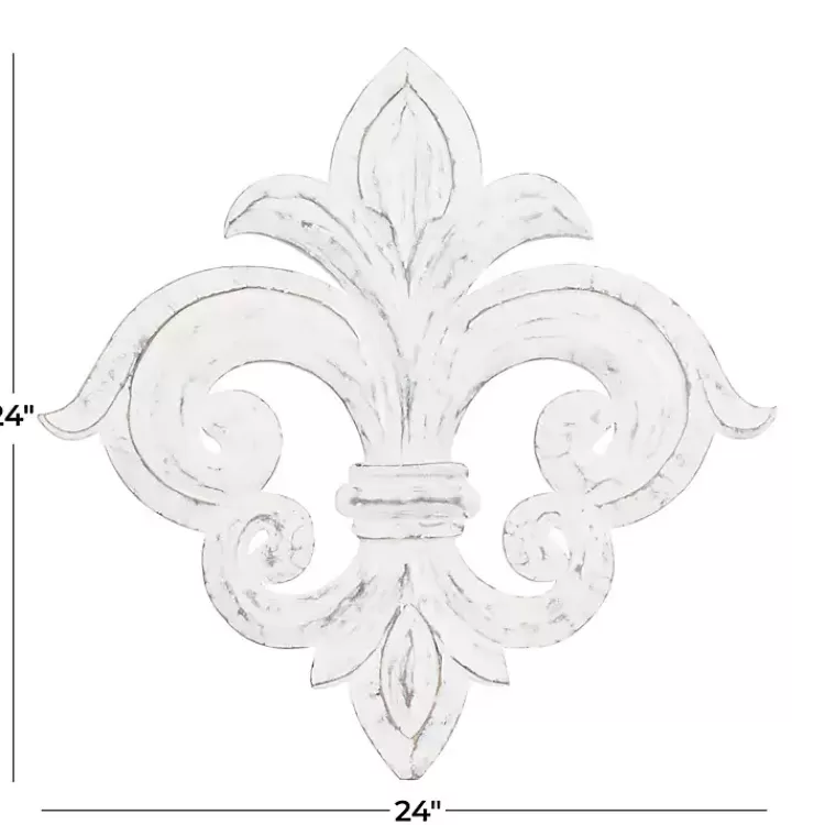 Off-White Distressed Fleur De Lis Wall Decoration>Kirklands Home Best Sale