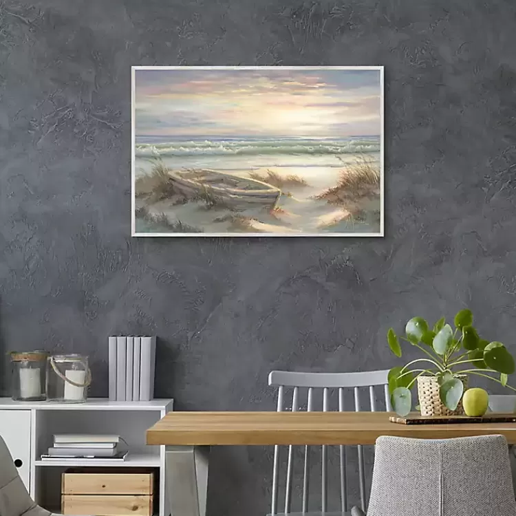 Old Rowboat on the Shore Framed Canvas Art Print>Kirklands Home Cheap