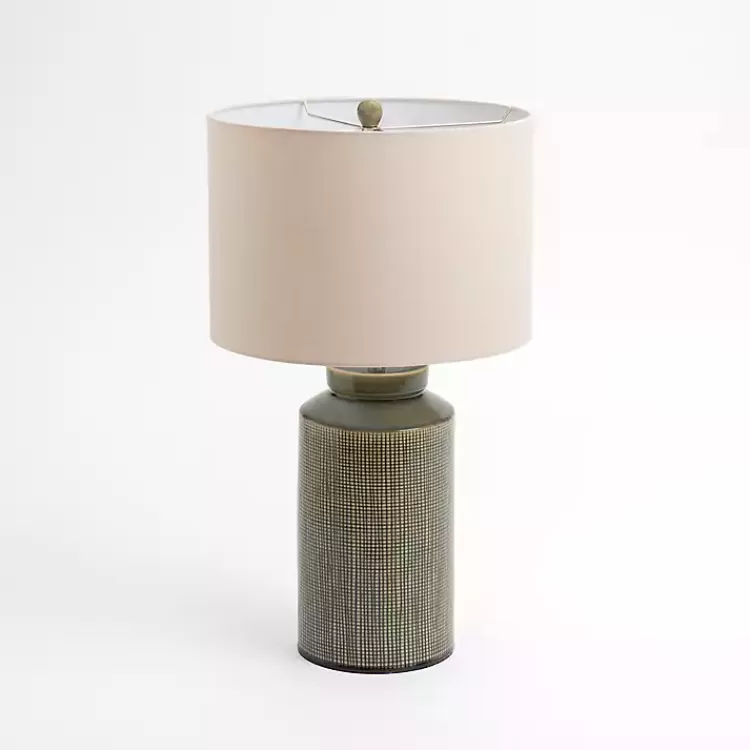 Olive Green Grid Ceramic Table Lamp>Kirklands Home Fashion