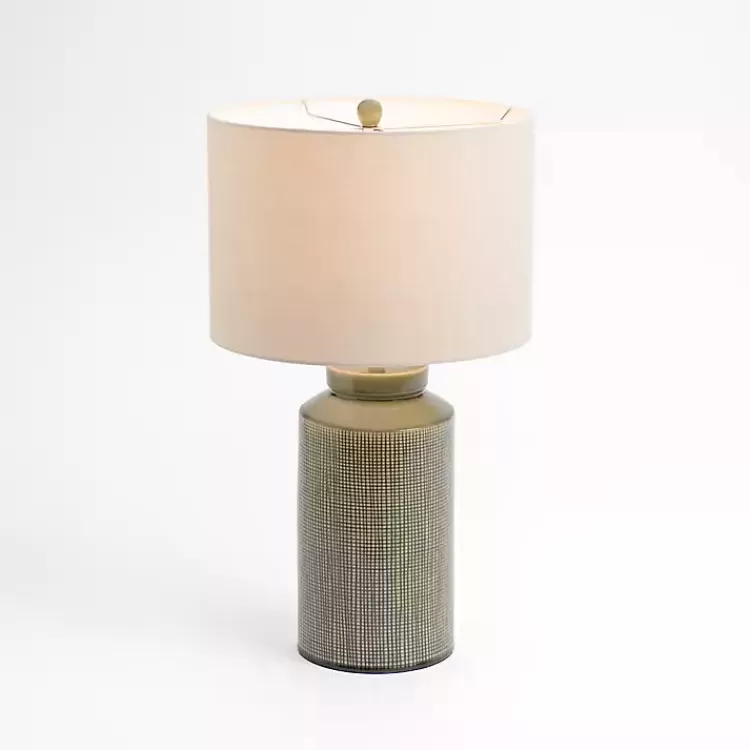 Olive Green Grid Ceramic Table Lamp>Kirklands Home Fashion