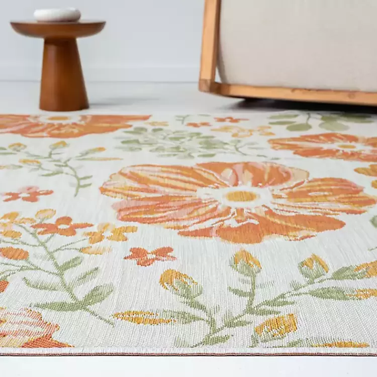 orange__green_floral_reversible_outdoor_rug_x_5.webp Orange & Green Floral Reversible Outdoor Rug, 5x7>Kirklands Home Best