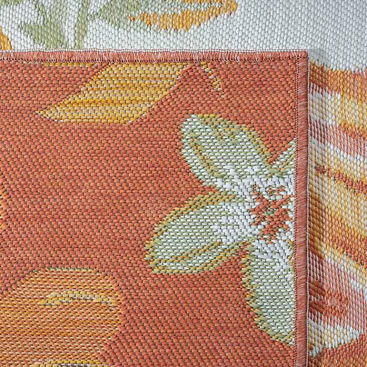 orange__green_floral_reversible_outdoor_rug_x_8.webp Orange & Green Floral Reversible Outdoor Rug, 5x7>Kirklands Home Best