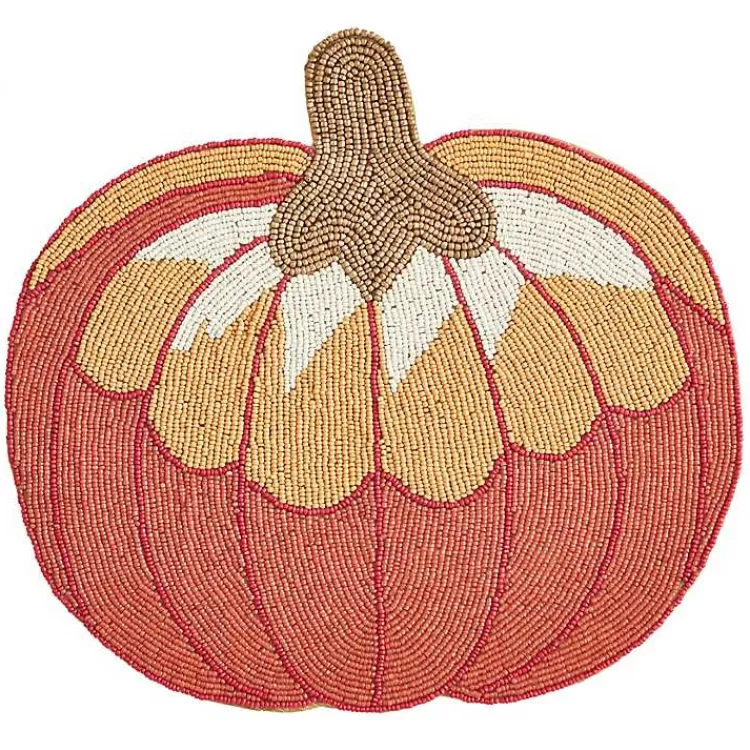 Orange Beaded Pumpkin Harvest Placemats, Set of 4>Kirklands Home New