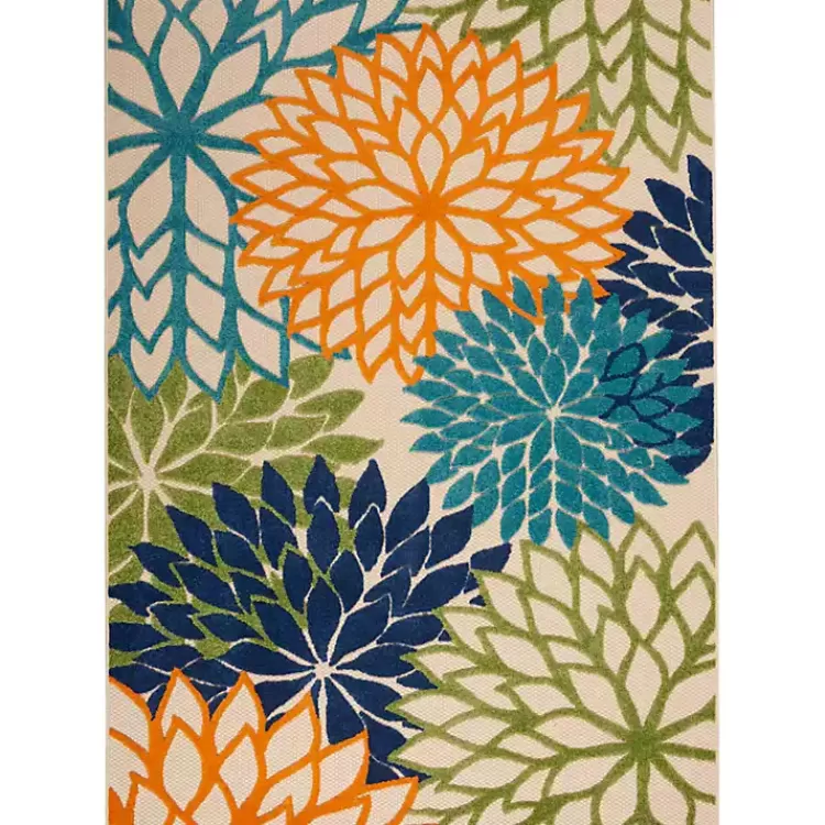 Orange Bright Floral Burst Outdoor Area Rug, 5x7>Kirklands Home Discount