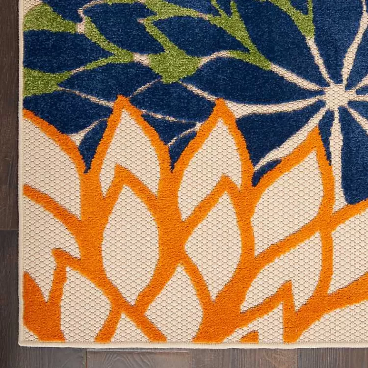 Orange Bright Floral Burst Outdoor Area Rug, 5x7>Kirklands Home Discount