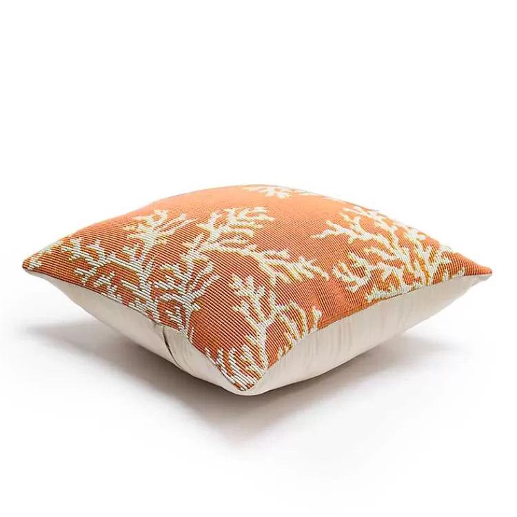 Orange Coral Woven Outdoor Throw Pillow>Kirklands Home Hot
