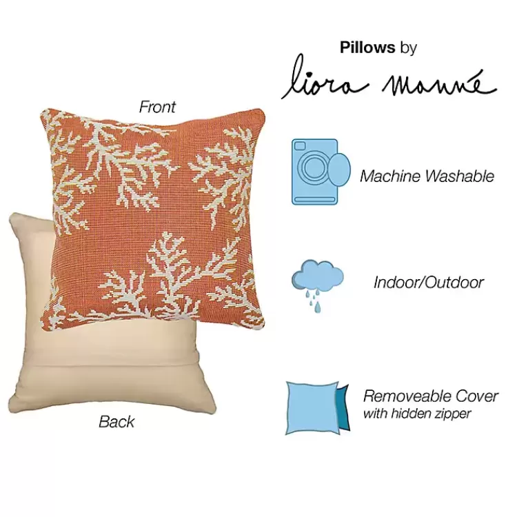 Orange Coral Woven Outdoor Throw Pillow>Kirklands Home Hot