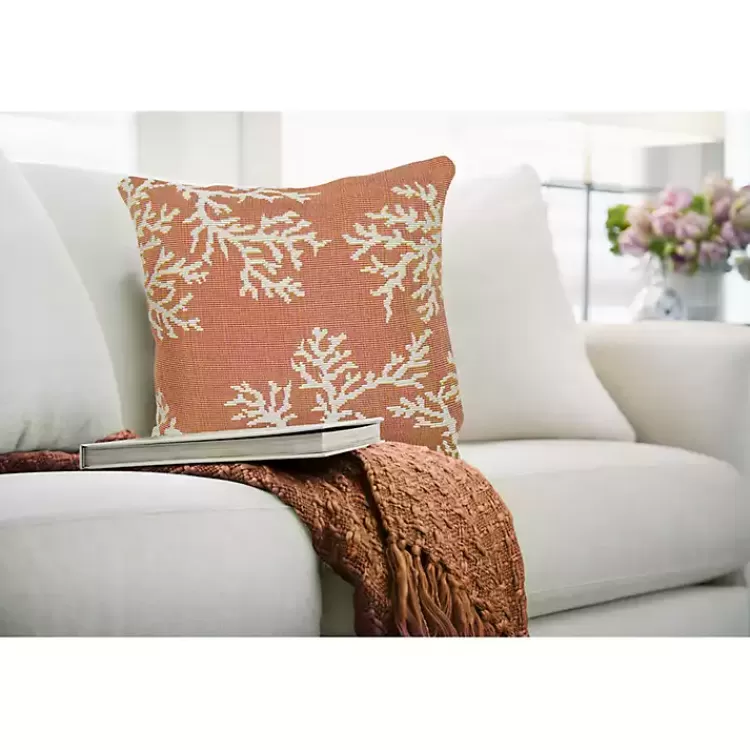 Orange Coral Woven Outdoor Throw Pillow>Kirklands Home Hot