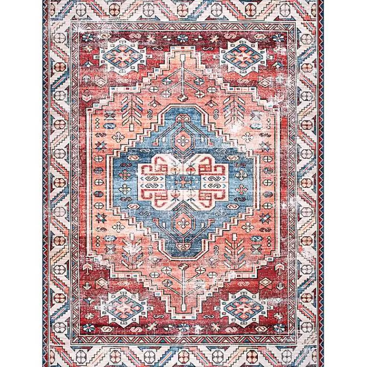 Orange Faded Medallion Washable Area Rug, 5x8>Kirklands Home Shop