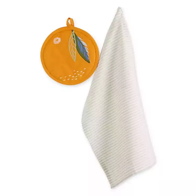 Orange 2-pc. Kitchen Towel and Pot Holder Set>Kirklands Home Outlet