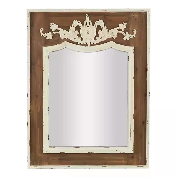 Ornate Antique White Wood Wall Mirror>Kirklands Home Store