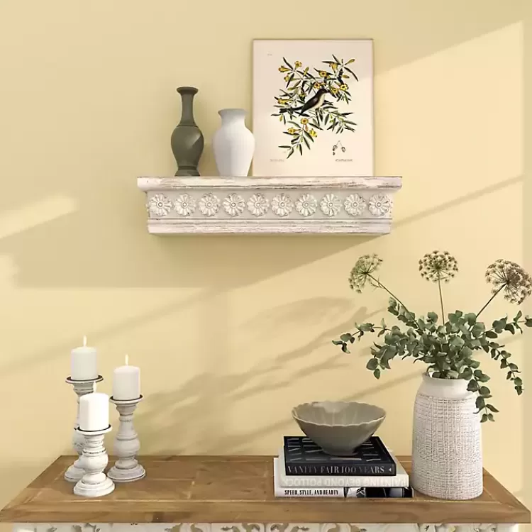 ornate_farmhouse_wooden_wall_shelf__in_2-1.webp Ornate Farmhouse Wooden Wall Shelf, 28 in.>Kirklands Home Outlet