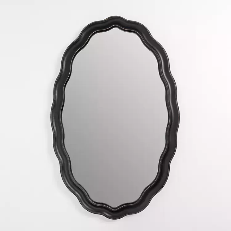 Oval Catorina Black Wavy Wall Mirror>Kirklands Home Flash Sale
